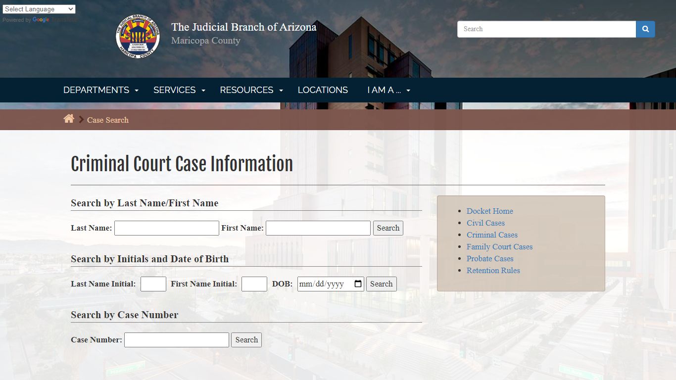 Docket: Criminal Court Case Information - Maricopa County, Arizona